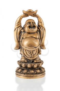 Small happy Buddha standing, isolated on white