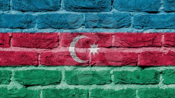 Very old brick wall texture, flag of Azerbaijan
