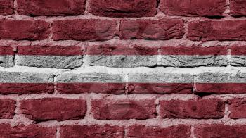 Very old brick wall texture, flag of Latvia