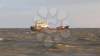 Small coastal vessel in the waters of the dutch Ijsselmeer, Holland