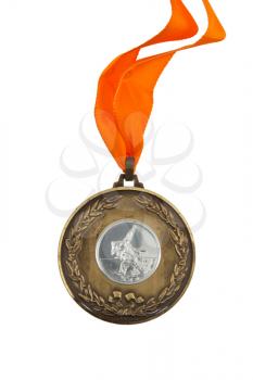 Old medal isolated on a white background, judo