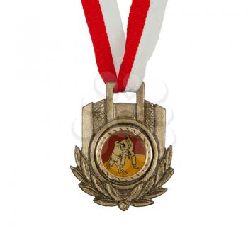 Old medal isolated on a white background, judo