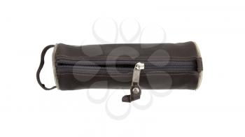Black pencil case isolated on white background