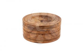 Old wooden bowl on a white background