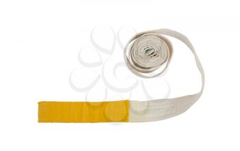 White and yellow belt isolated on a white background