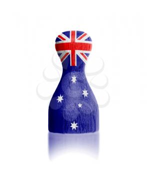 Wooden pawn with a painting of a flag, Australia