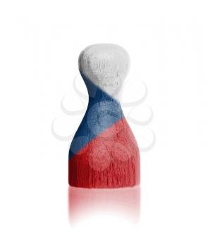 Wooden pawn with a painting of a flag, Czech Republic