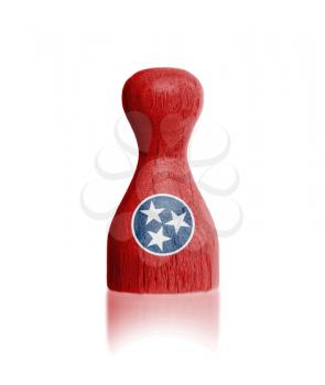 Wooden pawn with a painting of a flag, Tennessee