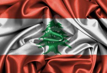 Satin flag, three dimensional render, flag of Lebanon