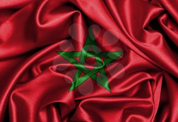 Satin flag, three dimensional render, flag of Morocco