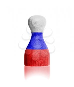 Wooden pawn with a painting of a flag, Russia