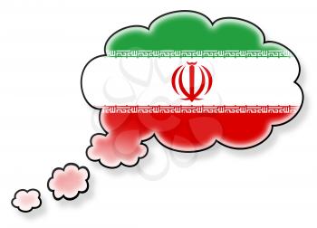 Flag in the cloud, isolated on white background, flag of Iran