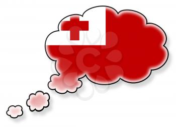 Flag in the cloud, isolated on white background, flag of Tonga