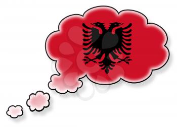 Flag in the cloud, isolated on white background, flag of Albania