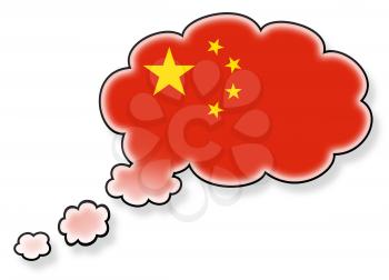 Flag in the cloud, isolated on white background, flag of China
