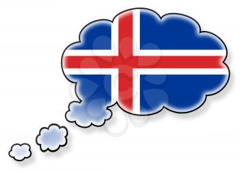 Flag in the cloud, isolated on white background, flag of Iceland