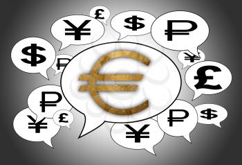 Communication and business concept - Speech cloud, golden euro sign
