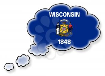 Flag in the cloud, isolated on white background, flag of Wisconsin