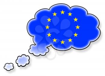 Flag in the cloud, isolated on white background, flag of the European Union