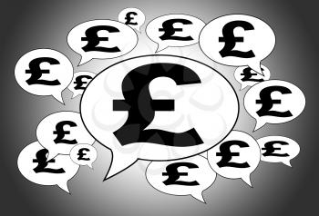 Communication and business concept - Speech cloud, british pound signs