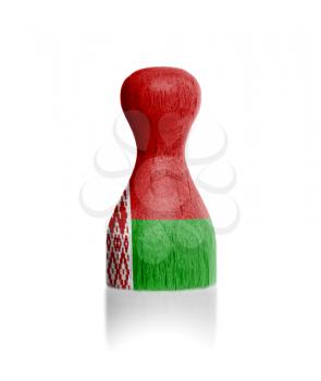 Wooden pawn with a painting of a flag, Belarus