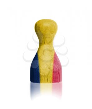 Wooden pawn with a painting of a flag, Romania
