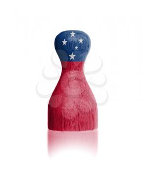 Wooden pawn with a painting of a flag, Samoa