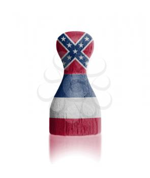 Wooden pawn with a painting of a flag, Mississippi