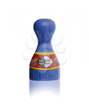 Wooden pawn with a painting of a flag, Swaziland