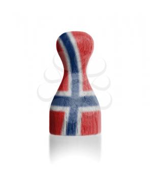 Wooden pawn with a painting of a flag, Norway