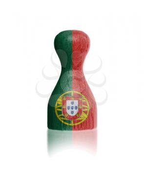 Wooden pawn with a painting of a flag, Portugal