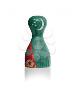 Wooden pawn with a painting of a flag, Turkmenistan