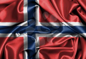 Satin flag, three dimensional render, flag of Norway