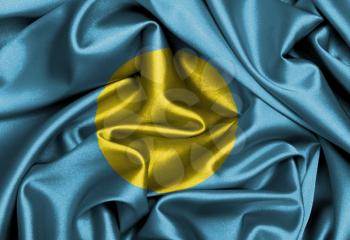 Satin flag, three dimensional render, flag of Palau