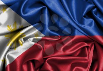 Satin flag, three dimensional render, flag of Philippines