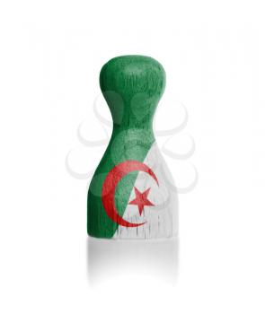 Wooden pawn with a painting of a flag, Algeria