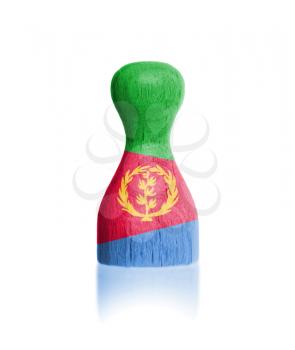 Wooden pawn with a painting of a flag, Eritrea