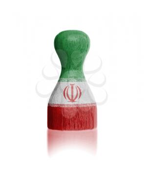 Wooden pawn with a painting of a flag, Iran