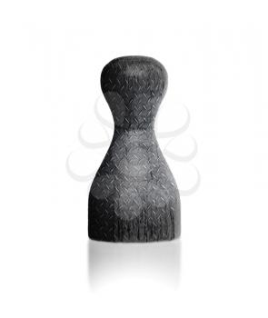 Wooden pawn with a painting, solid metal
