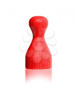 Wooden pawn with a solid color, red