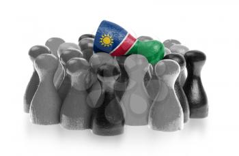 One unique pawn on top of common pawns, flag of Namibia