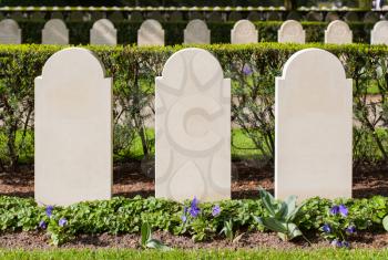 Rows of tombstones, old graves from World War II