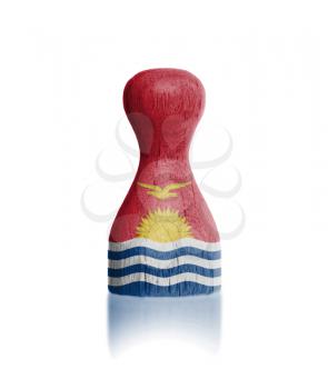 Wooden pawn with a painting of a flag, Kiribati