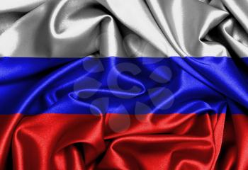 Satin flag, three dimensional render, flag of Russia