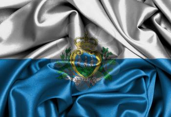 Satin flag, three dimensional render, flag of San Marino