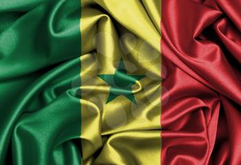 Satin flag, three dimensional render, flag of Senegal