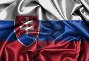 Satin flag, three dimensional render, flag of Slovakia