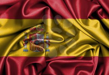 Satin flag, three dimensional render, flag of Spain
