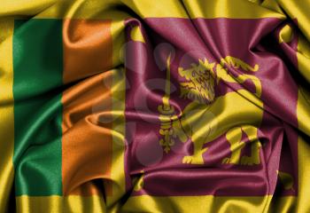 Satin flag, three dimensional render, flag of Sri Lanka