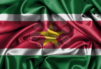 Satin flag, three dimensional render, flag of Suriname